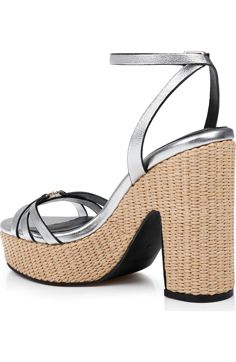 L'AGENCE Genevra Ankle Strap Platform Sandal, Alternate, color, Silver Leather