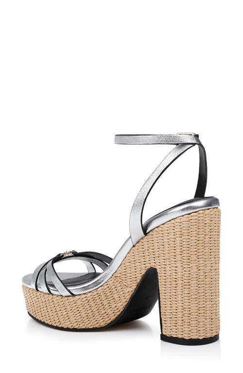 Shop L Agence L'agence Genevra Ankle Strap Platform Sandal In Silver Leather