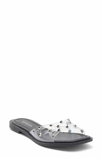 TOP MODA Zita Rhinestone Strap Slide Sandal