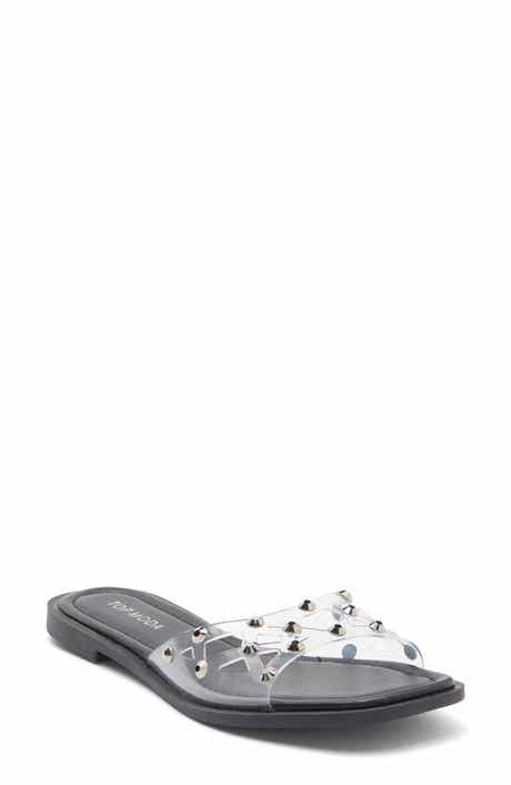 TOP MODA Zita Rhinestone Strap Slide Sandal