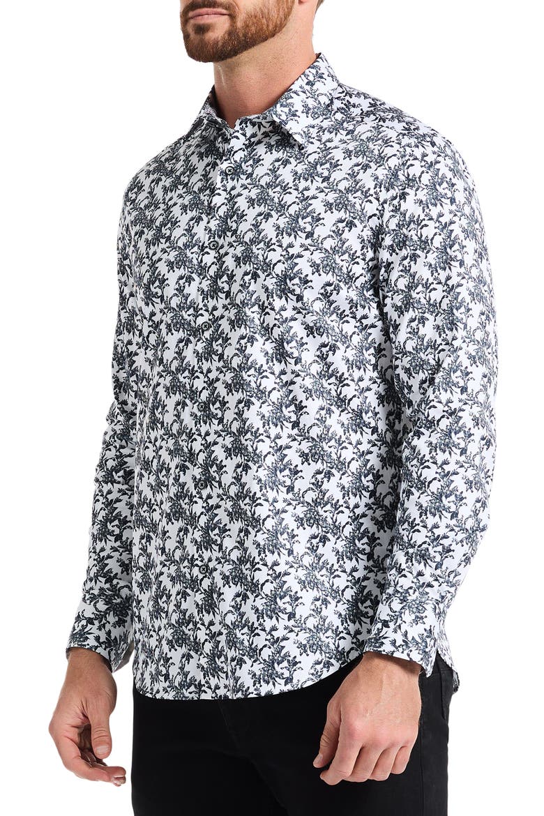 Delson Paisley Print Cotton Dress Shirt, Alternate, color, WHITE