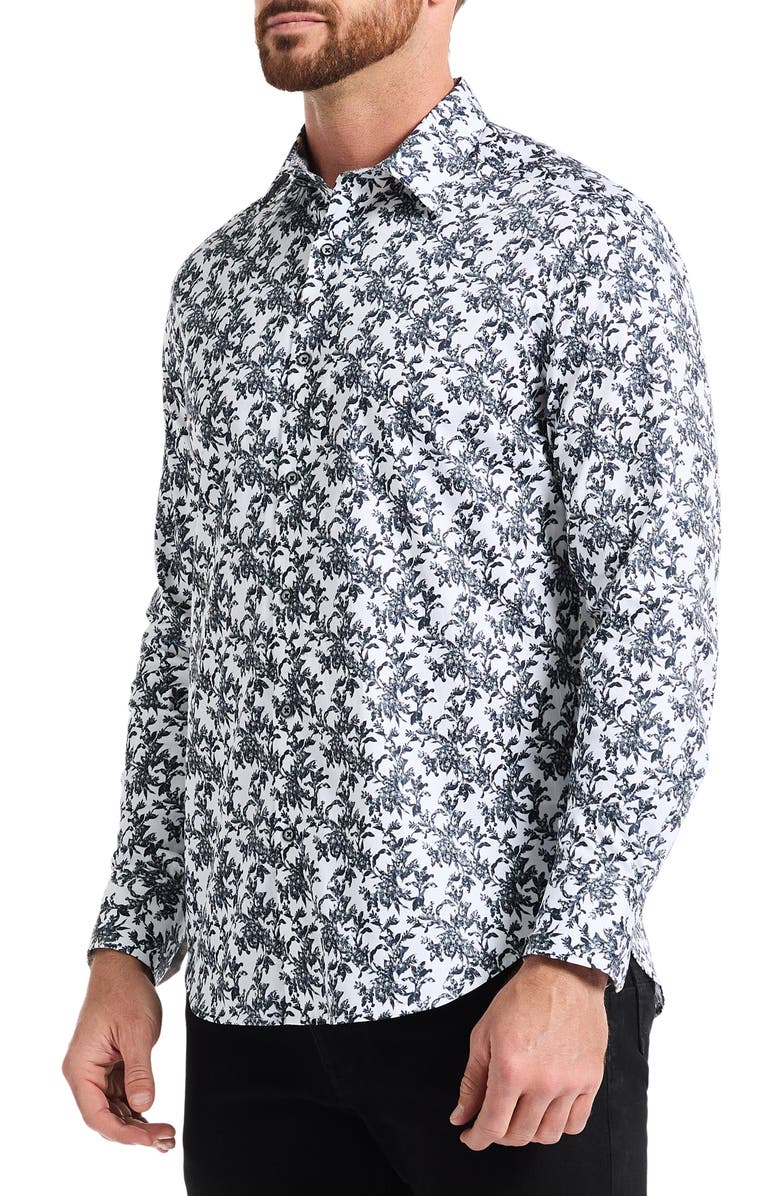 Robert Graham Delson Paisley Print Cotton Dress Shirt, Alternate, color, White