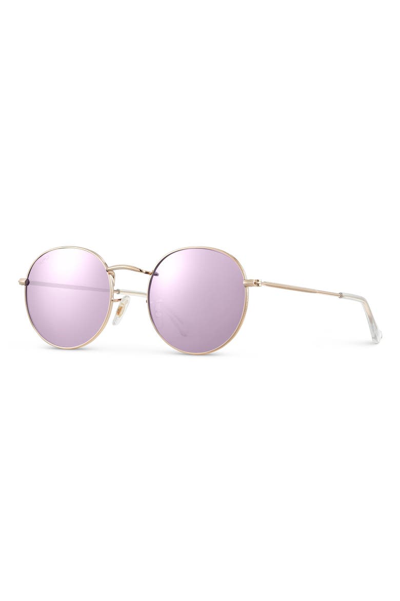 Nevada - 50mm Round Polarized Metal Sunglasses, Alternate, color, Gold Pink