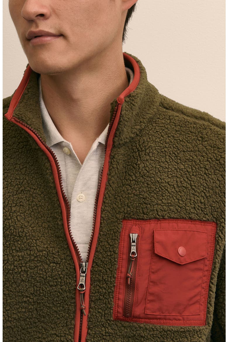 Teddy Fleece Zip Jacket, Alternate, color, GREEN BROWN HTR