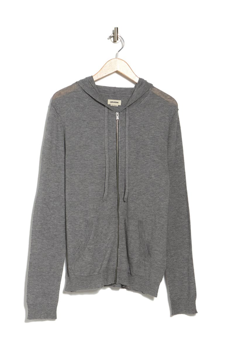 Zadig & Voltaire Clash Cashmere Full Zip Hoodie, Main, color, 