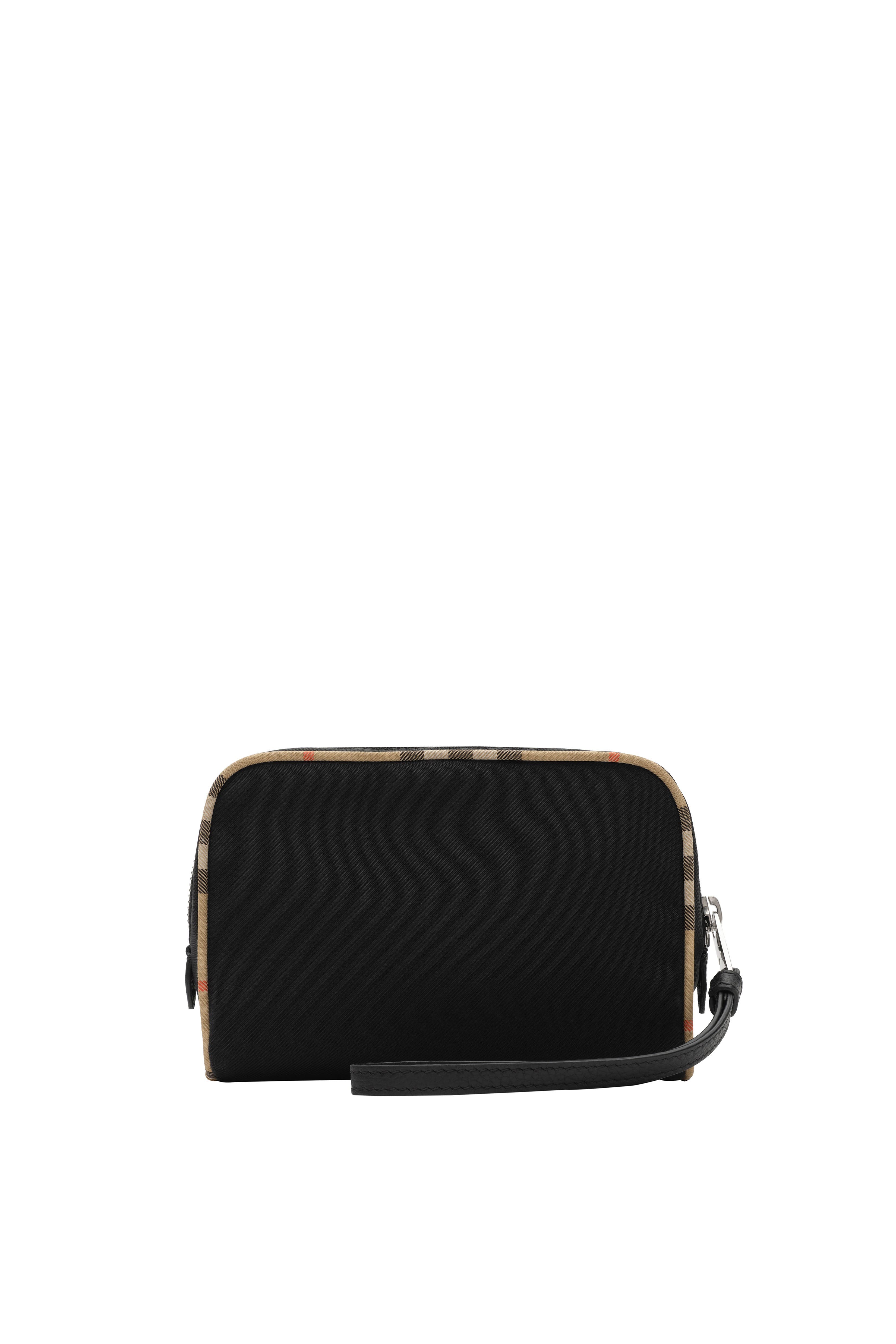 Burberry Small Check Piping Pouch, Alternate, color, Black