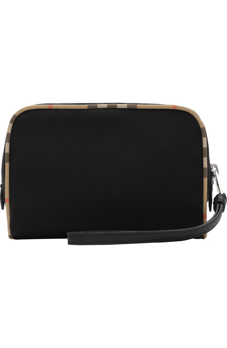 Burberry Small Check Piping Pouch, Alternate, color, Black