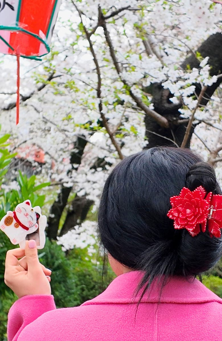 Solar Eclipse Gami Peony Flower Claw Clip, Alternate, color,