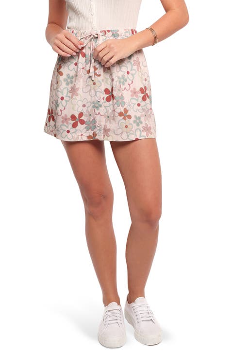 Zinnia Floral Drawstring Miniskirt