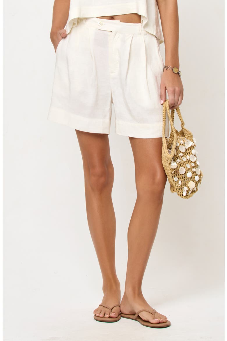 Billie Linen Blend Shorts, Main, color, CREAM
