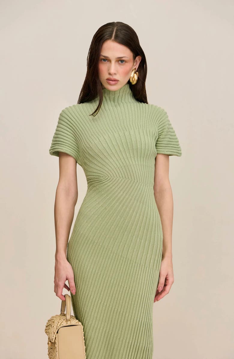 Cult Gaia Chrysta Turtleneck Rib Midi Sweater Dress, Alternate, color, Maia