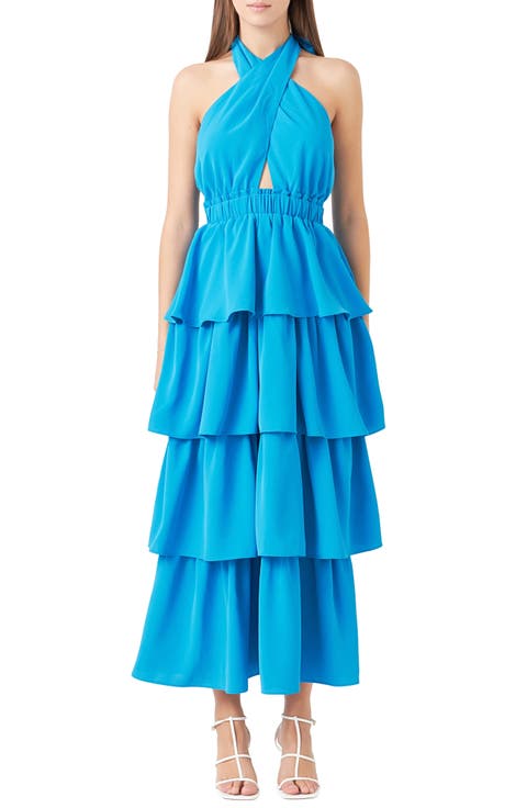 Tiered Halter Maxi Dress