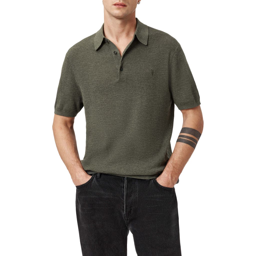 Allsaints Aubrey Ribbed Polo In Gray