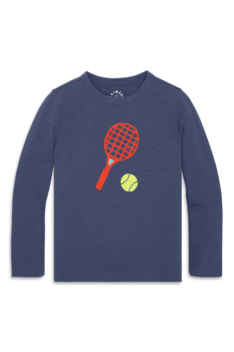 Kids Long Sleeve Tennis Tee, Main, color, Sunwashed Navy Tennis