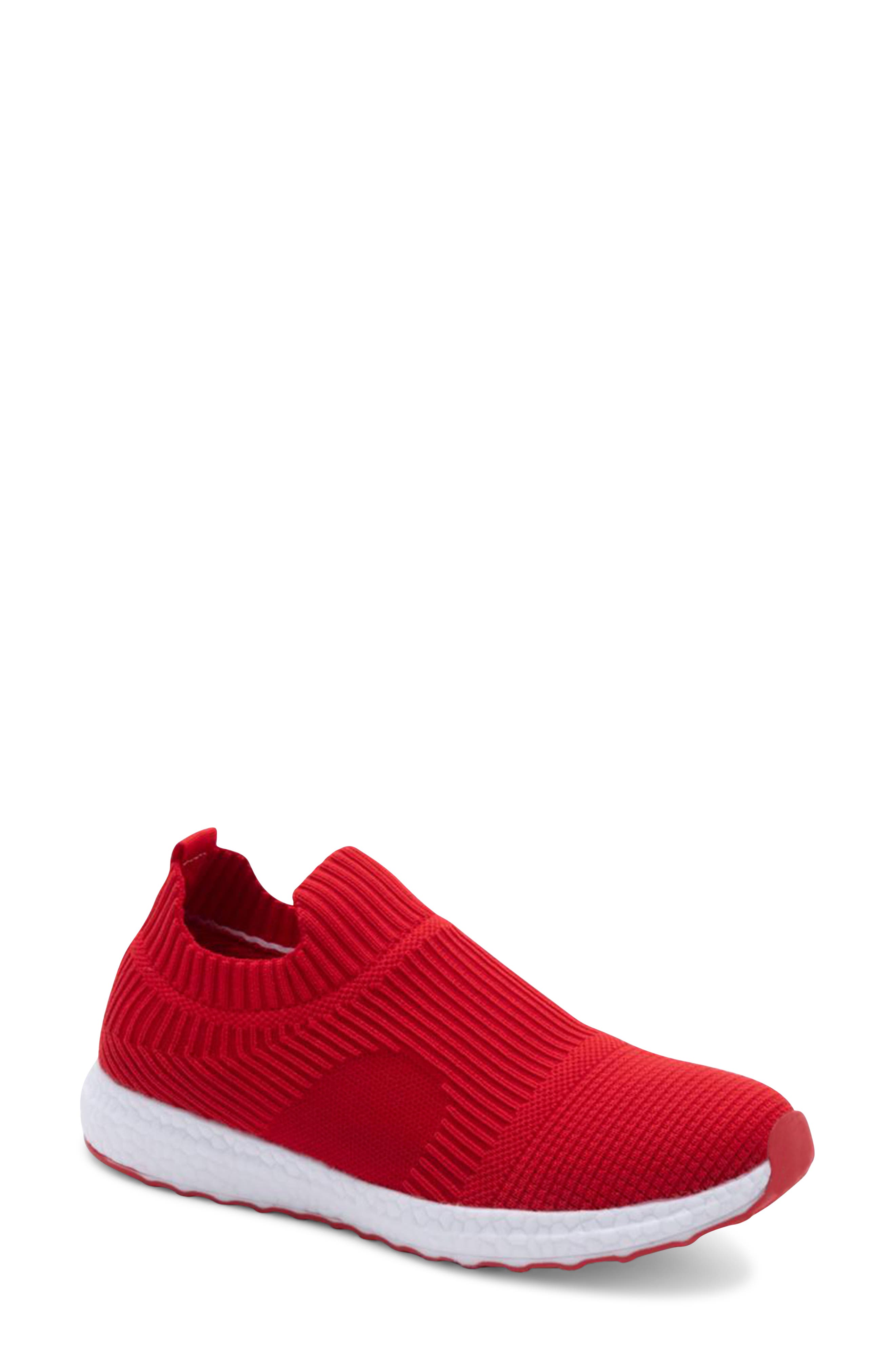 Waterproof Slip On Sneaker, Main, color, RED KNIT