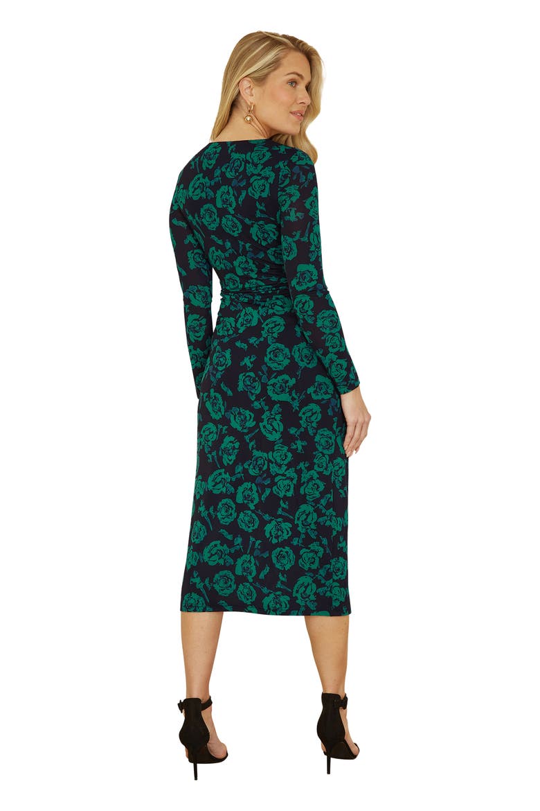 Floral Fitted Mesh Midi Dress, Alternate, color, Green