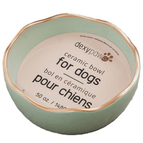Scalloped 50oz Ceramic Dog Bowl