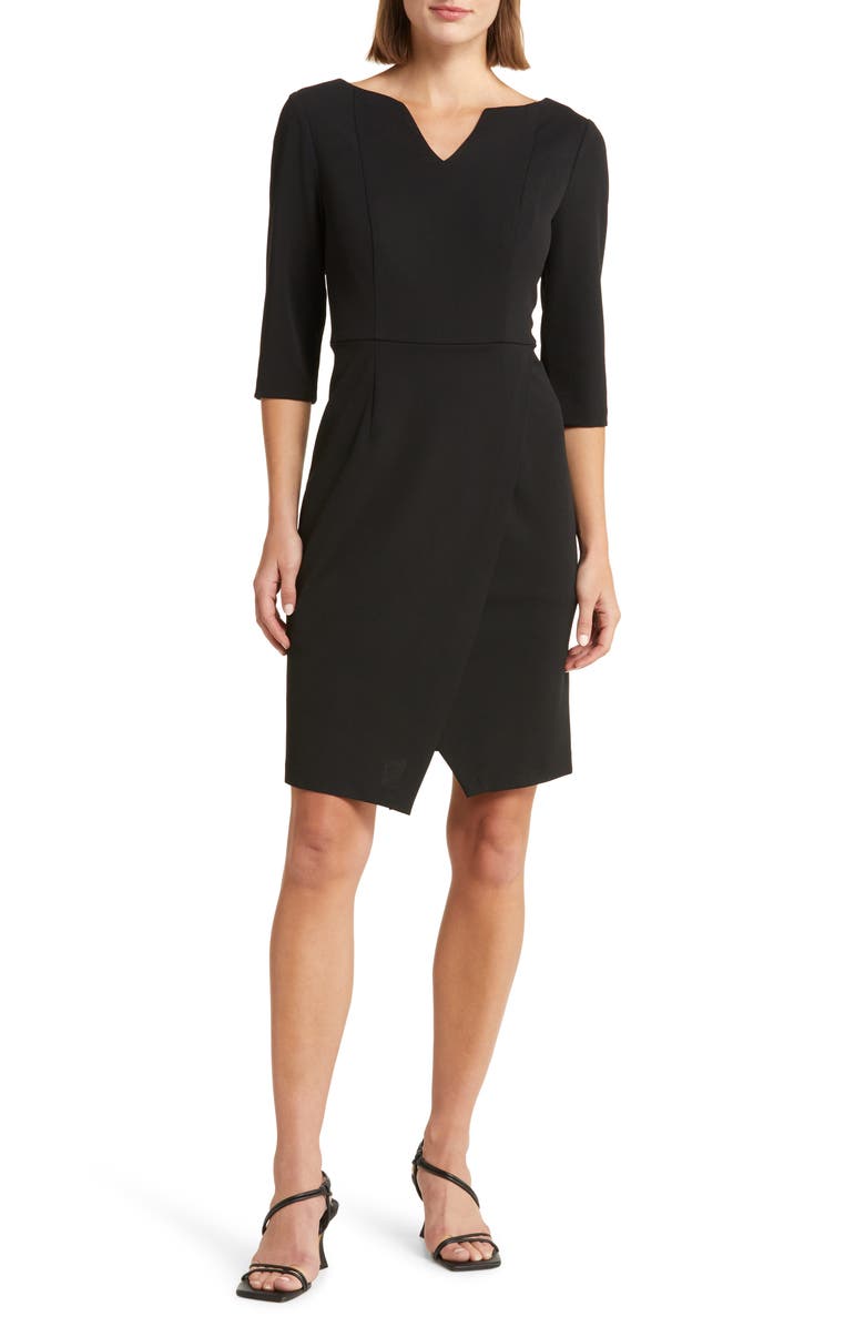 Connected Apparel Three-Quarter Sleeve Sheath Dress, Main, color,