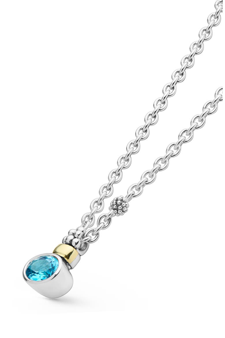 Signature Caviar 14k Gold & Sterling Silver Blue Topaz Pendant Necklace, Alternate, color, TWO-TONE