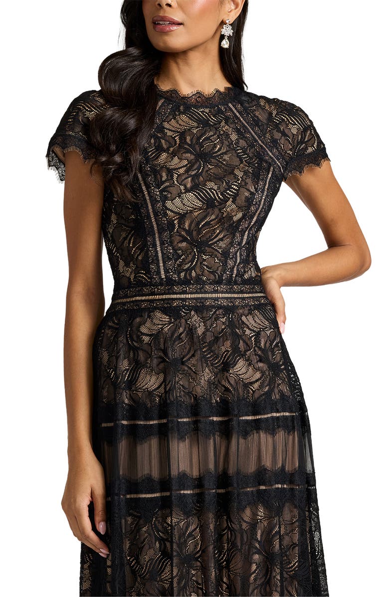 Tadashi Shoji Lace A-Line Gown, Alternate, color, Black/ Nude