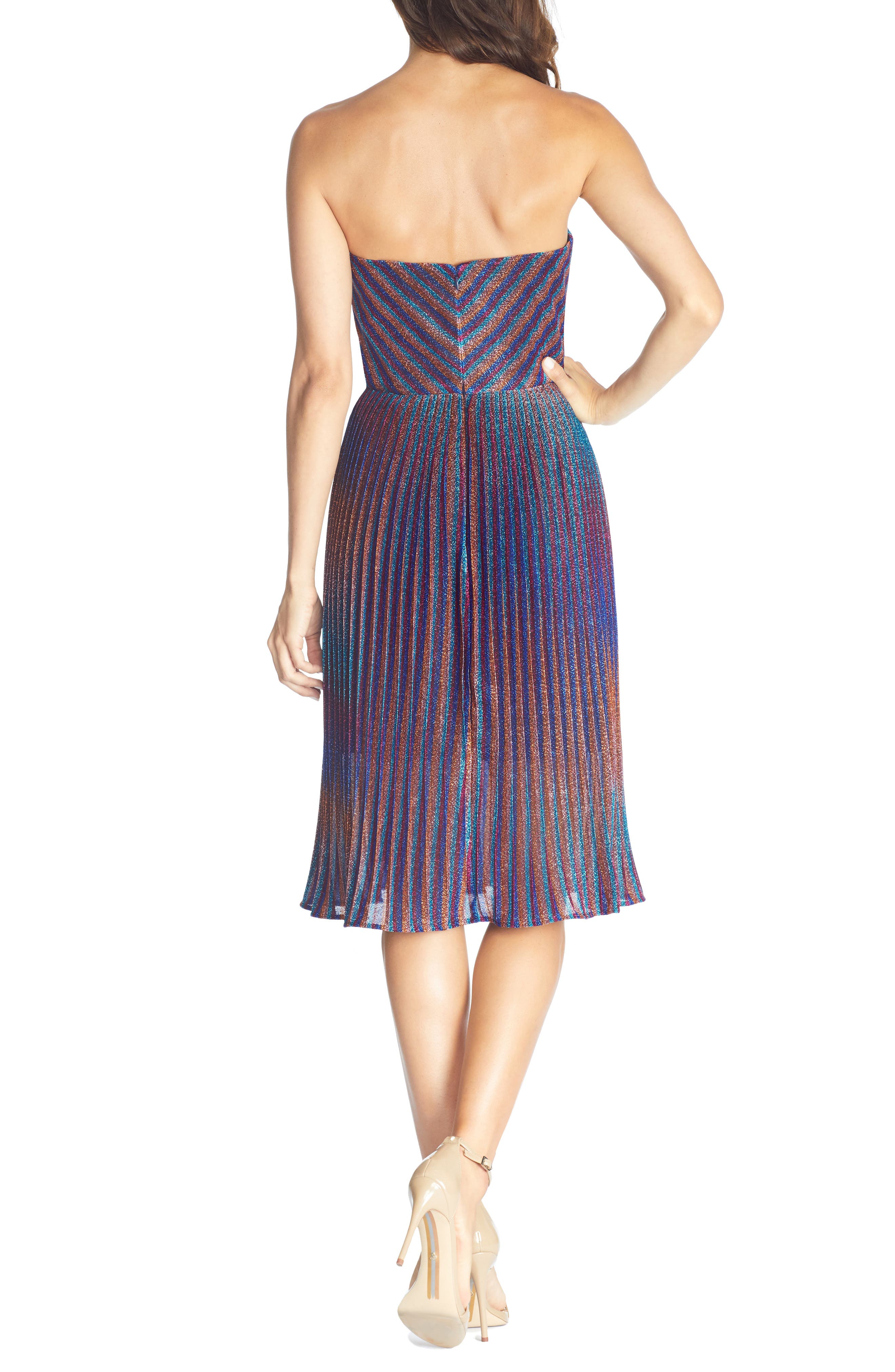 rosalie metallic stripe strapless cocktail dress Rosalie Metallic Stripe Strapless Cocktail Dress (Women)