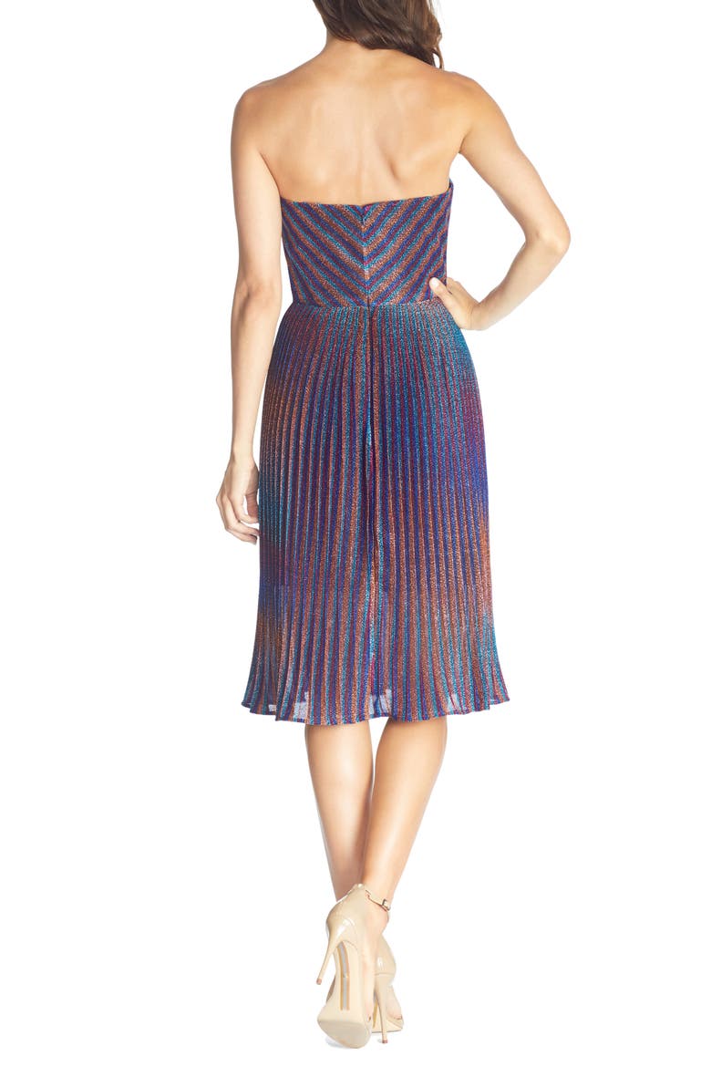 Rosalie Metallic Stripe Strapless Cocktail Dress, Alternate, color, MET COBALT MULTI
