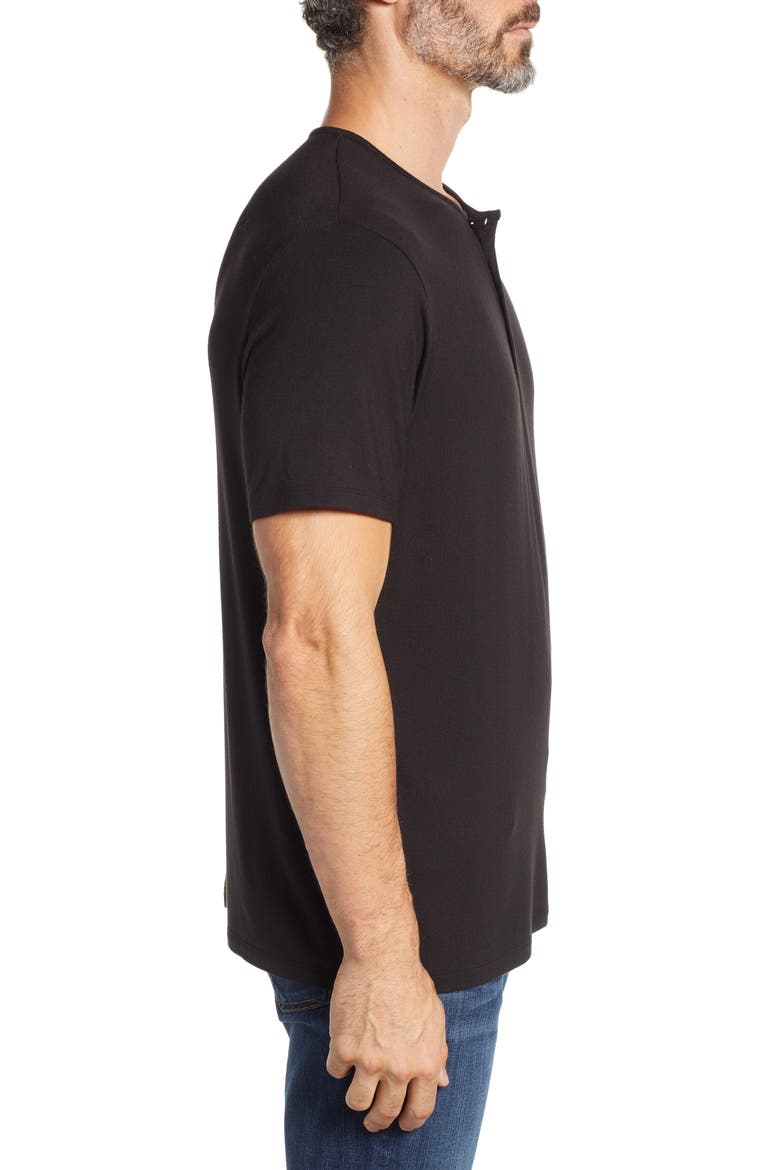 Short Sleeve Stretch Modal Henley, Alternate, color, BLACK