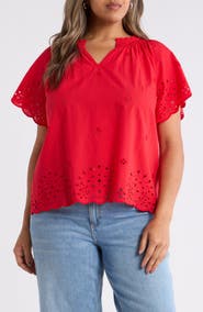 Caslon® Cotton Eyelet Top