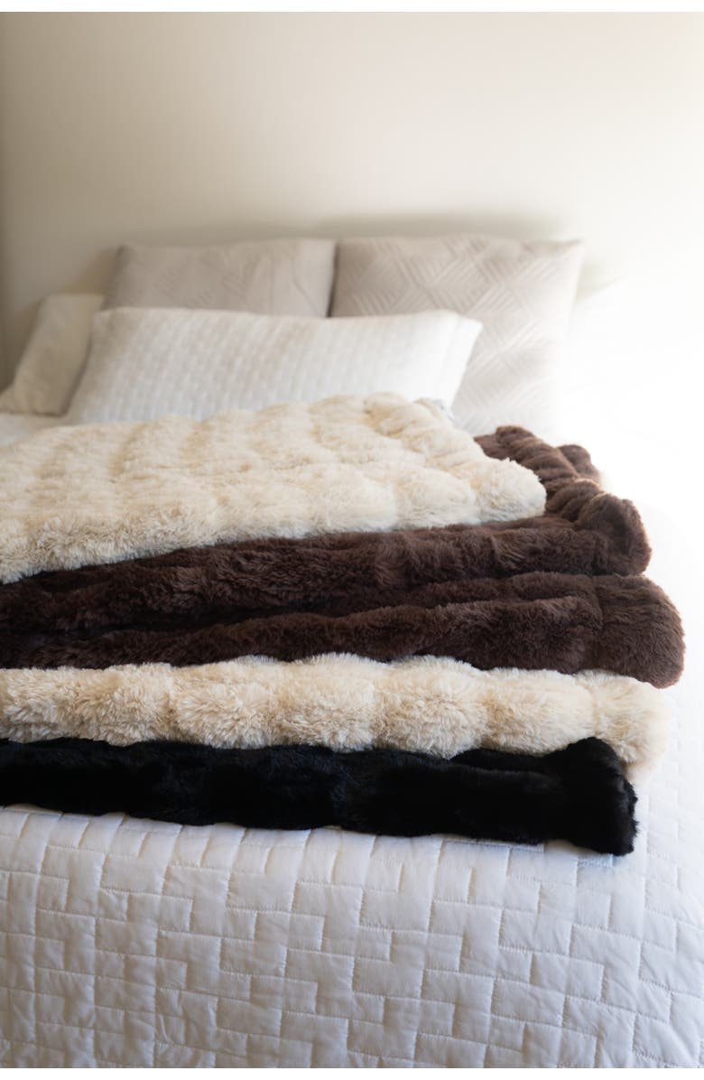 Sea To Me Blankets LA Escapade Faux Fur Throw Blanket, Alternate, color, Obsidian