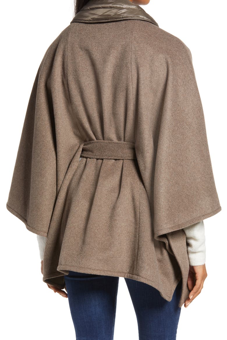 Quilted Collar Wool Blend Cape, Alternate, color, TAUPE