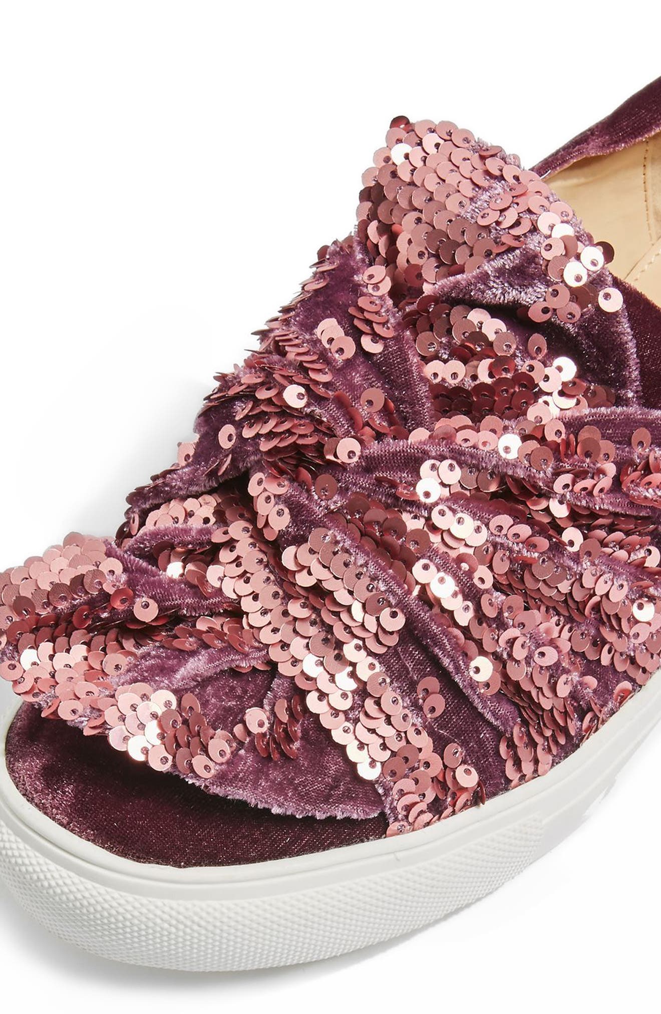 Twisted Sequin Velvet Sneakers, Alternate, color, PINK