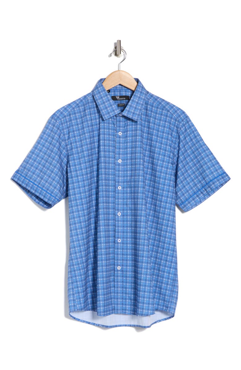 T.R. PREMIUM Check Print Short Sleeve Button-Up Shirt, Alternate, color, 