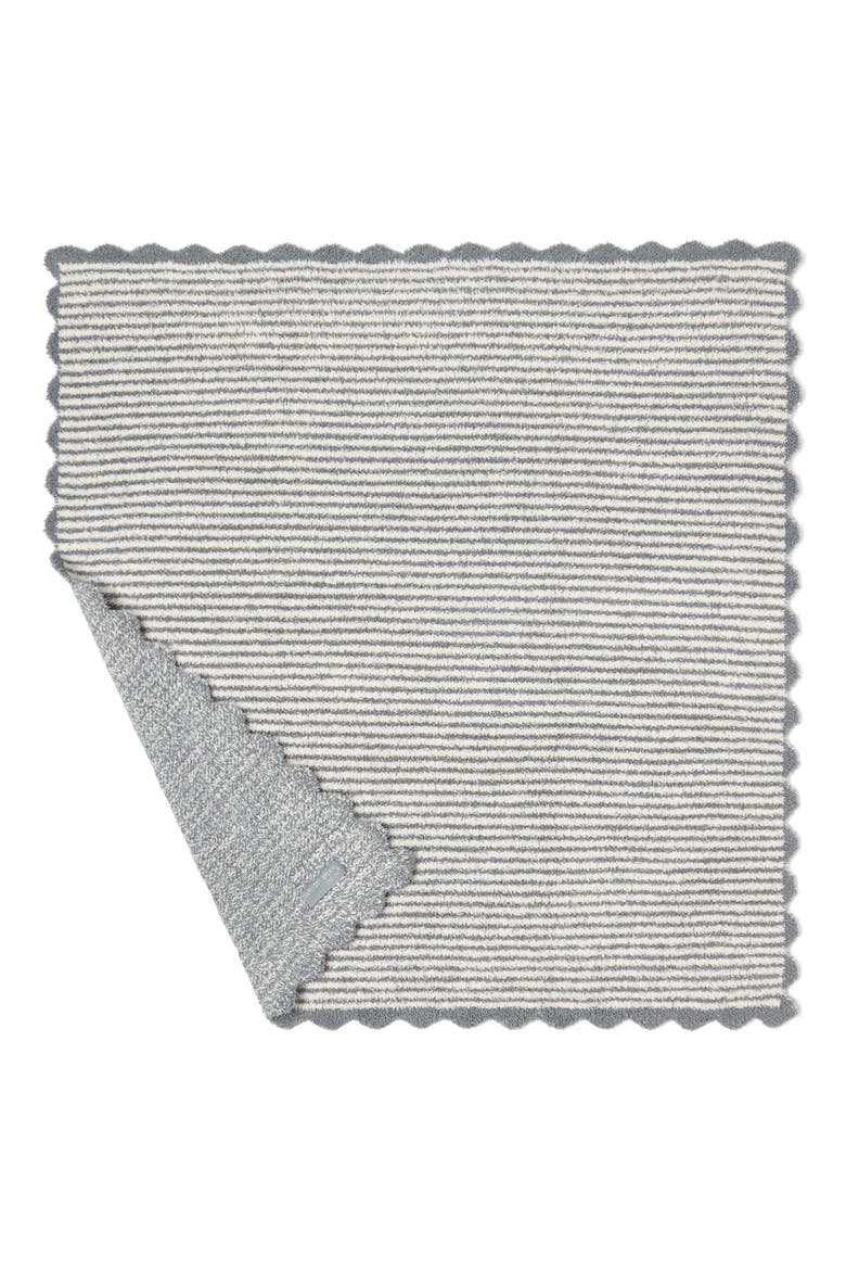 CozyChic Striped Scalloped Receiving Blanket, Alternate, color, BLUE COVE-CREAM