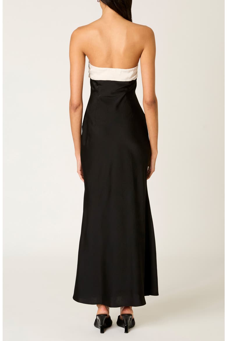 Sunset Strapless Satin Cocktail Dress, Alternate, color, BLACK
