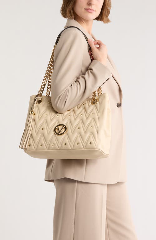 Valentino By Mario Valentino Luisa Diamond Quilted Tote Bag In White