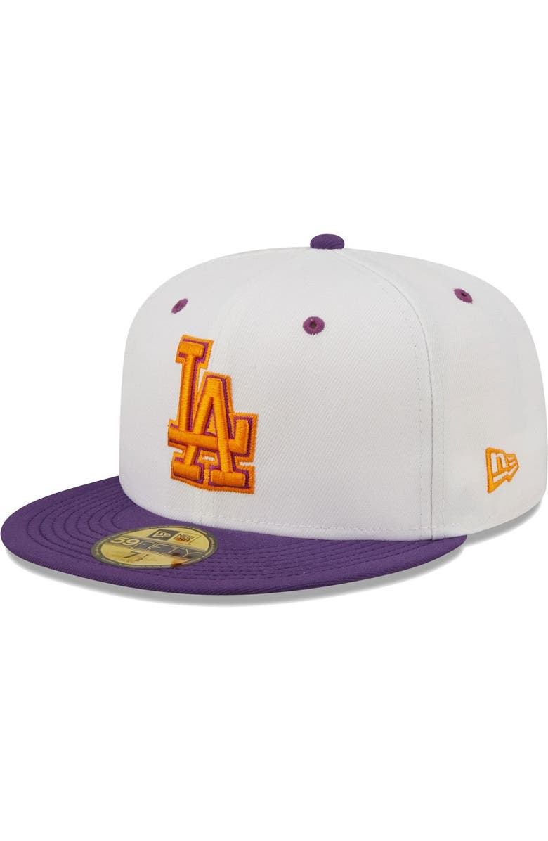 New Era Men's New Era White/Purple Los Angeles Dodgers 40th Anniversary at Dodger Stadium Grape Lolli 59FIFTY Fitted Hat, Alternate, color, White