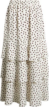 Anne Klein Tiered Polka Dot Midi Skirt
