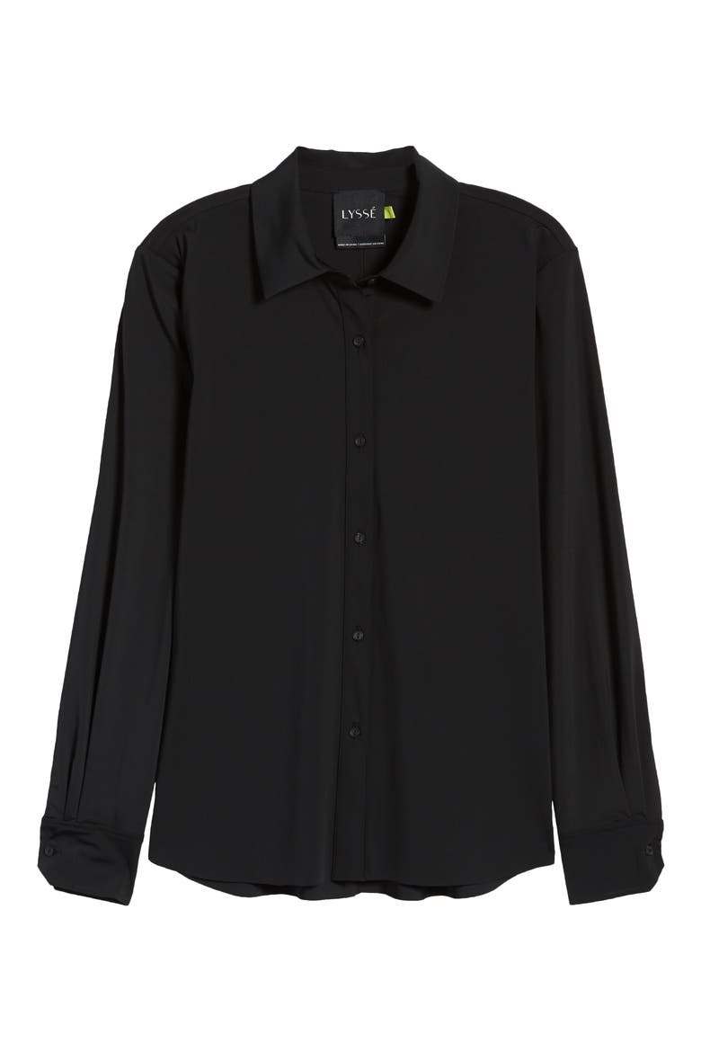 'Lyssentials Connie Slim Fit Button-Up Shirt, Alternate, color, BLACK