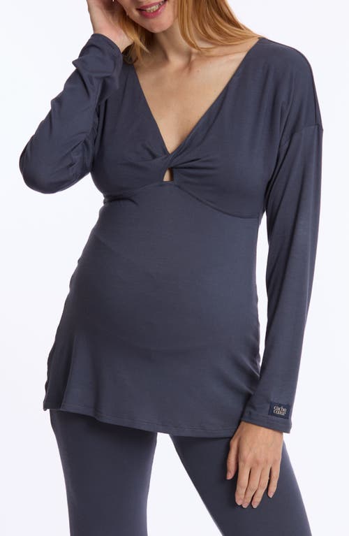Cache Coeur Louna Maternity And Nursing Long Sleeve T-shirt In Blue