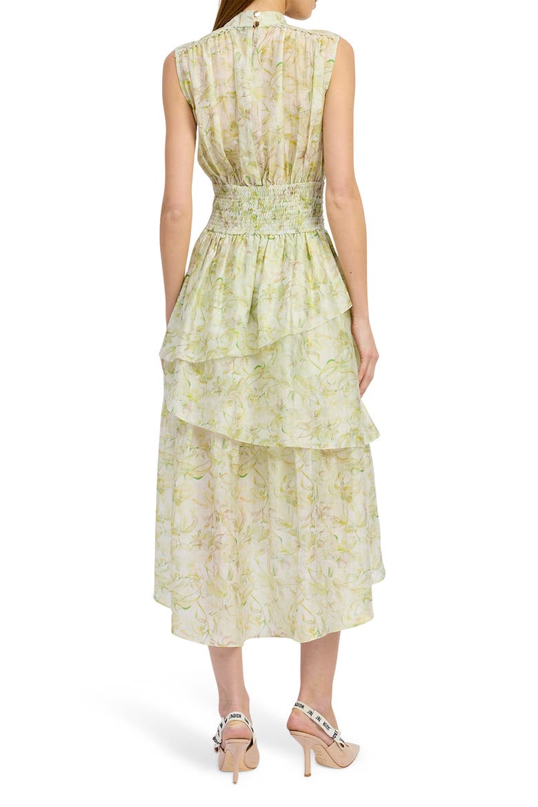 Claire Floral Sleeveless Dress, Alternate, color, SAGE YELLOW