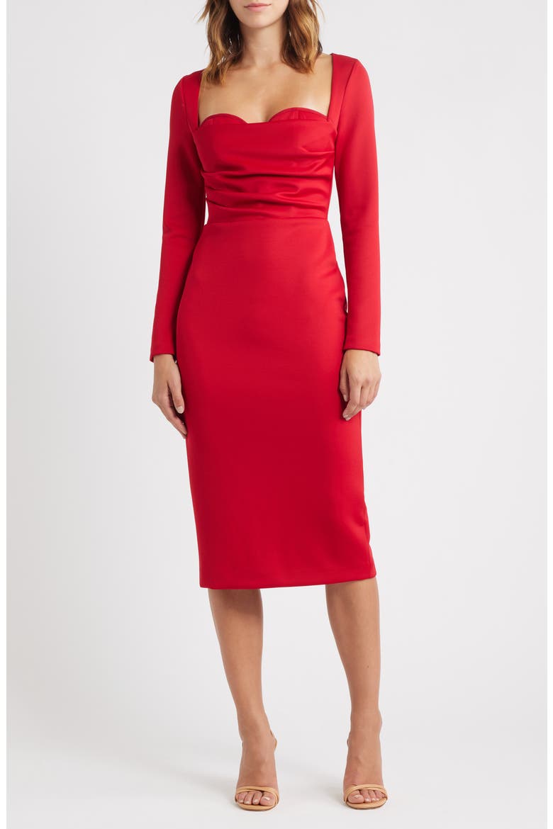 Zanry Long Sleeve Midi Dress, Main, color, CRIMSON