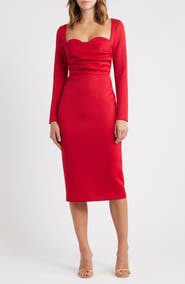 Black Halo Zanry Long Sleeve Midi Dress