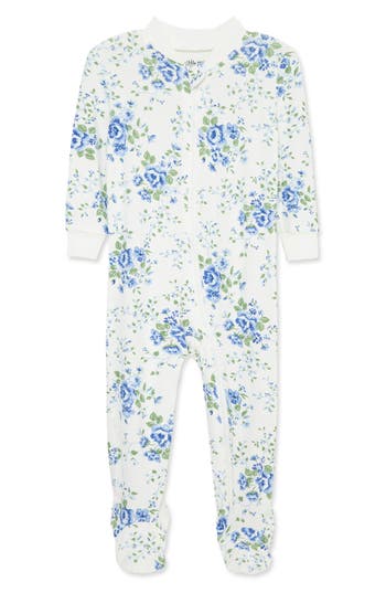 Little Me Toile Print Zip Footie In Multi