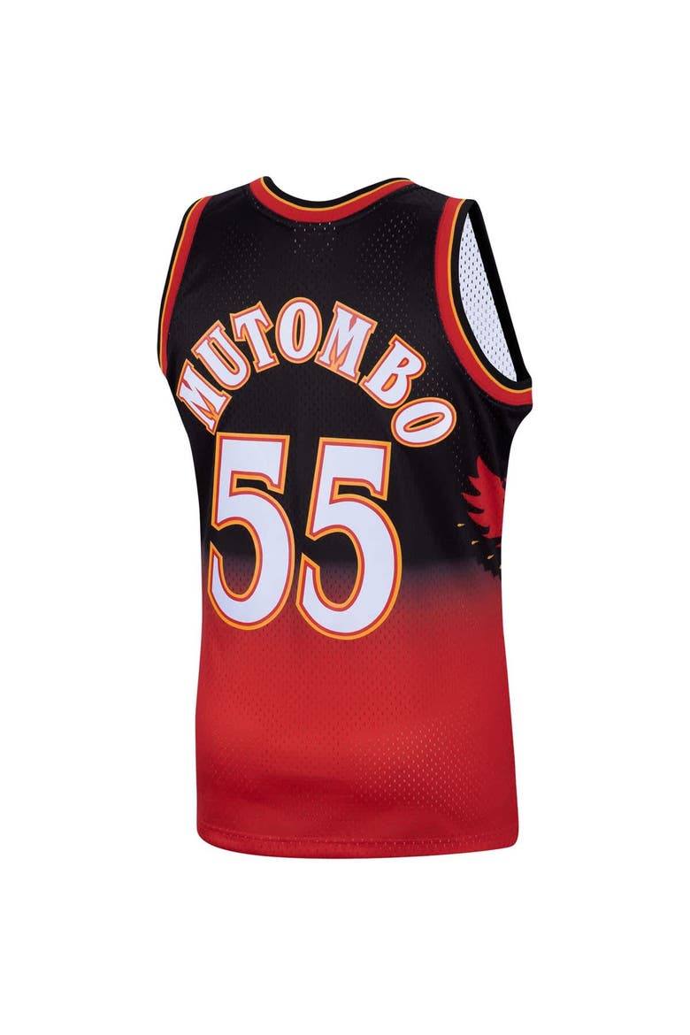 Men's Mitchell & Ness Dikembe Mutombo Scarlet Atlanta Hawks Hardwood Classics Swingman Jersey, Alternate, color, Scarlet