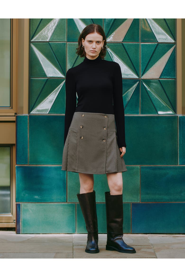 Pleated Short Skirt, Alternate, color, Brown