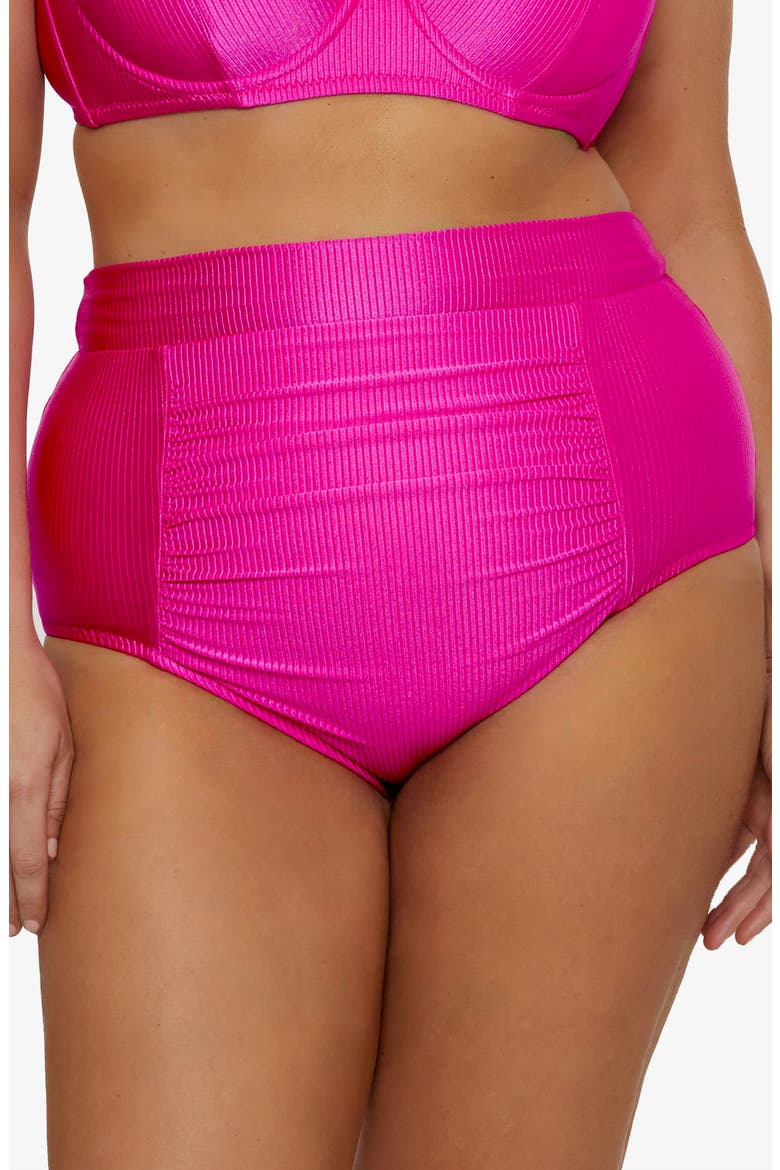 Monte Carlo Ruched High Waist Bikini Bottoms, Main, color, AZALEA