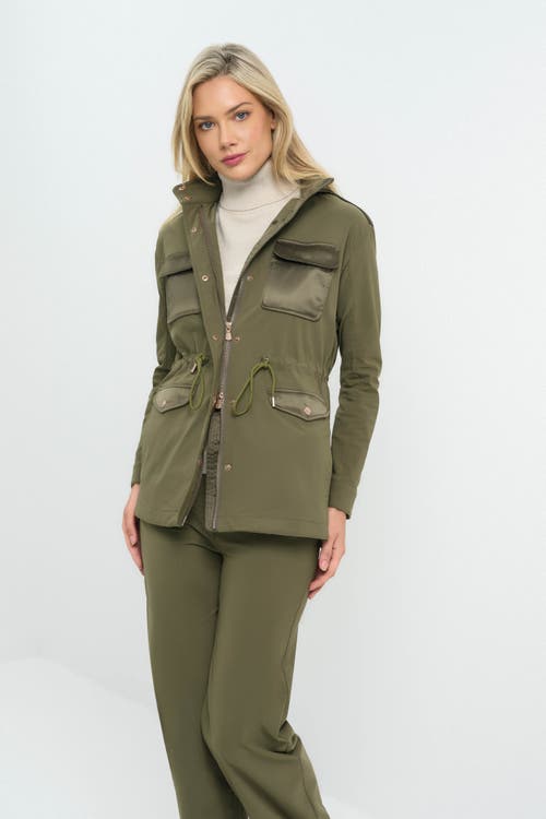 Anatomie Courtney Mid Weight And Satin Oversized Utility Jacket In Green