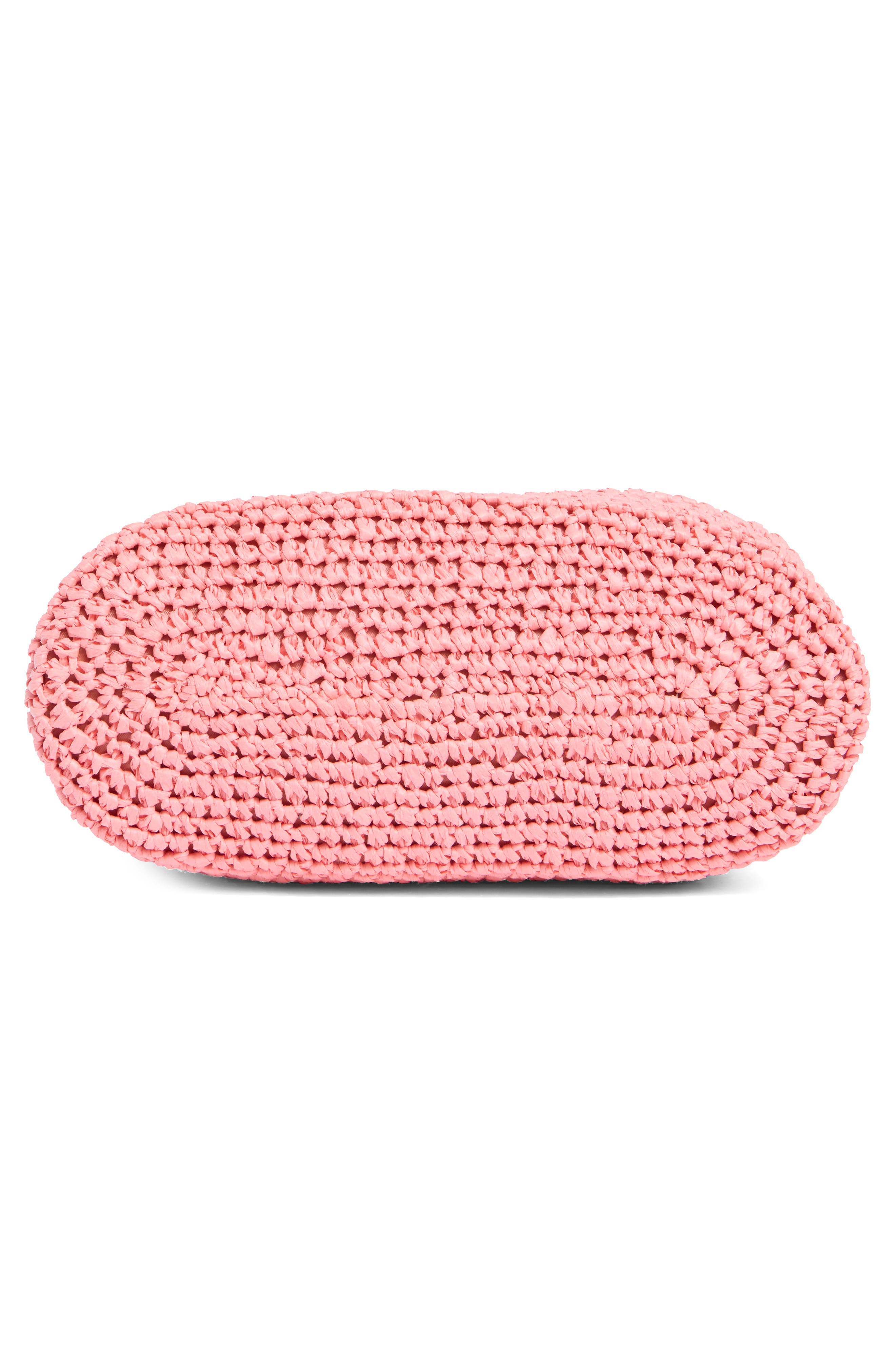 Straw Frame Clutch with Handle, Alternate, color, PEACH