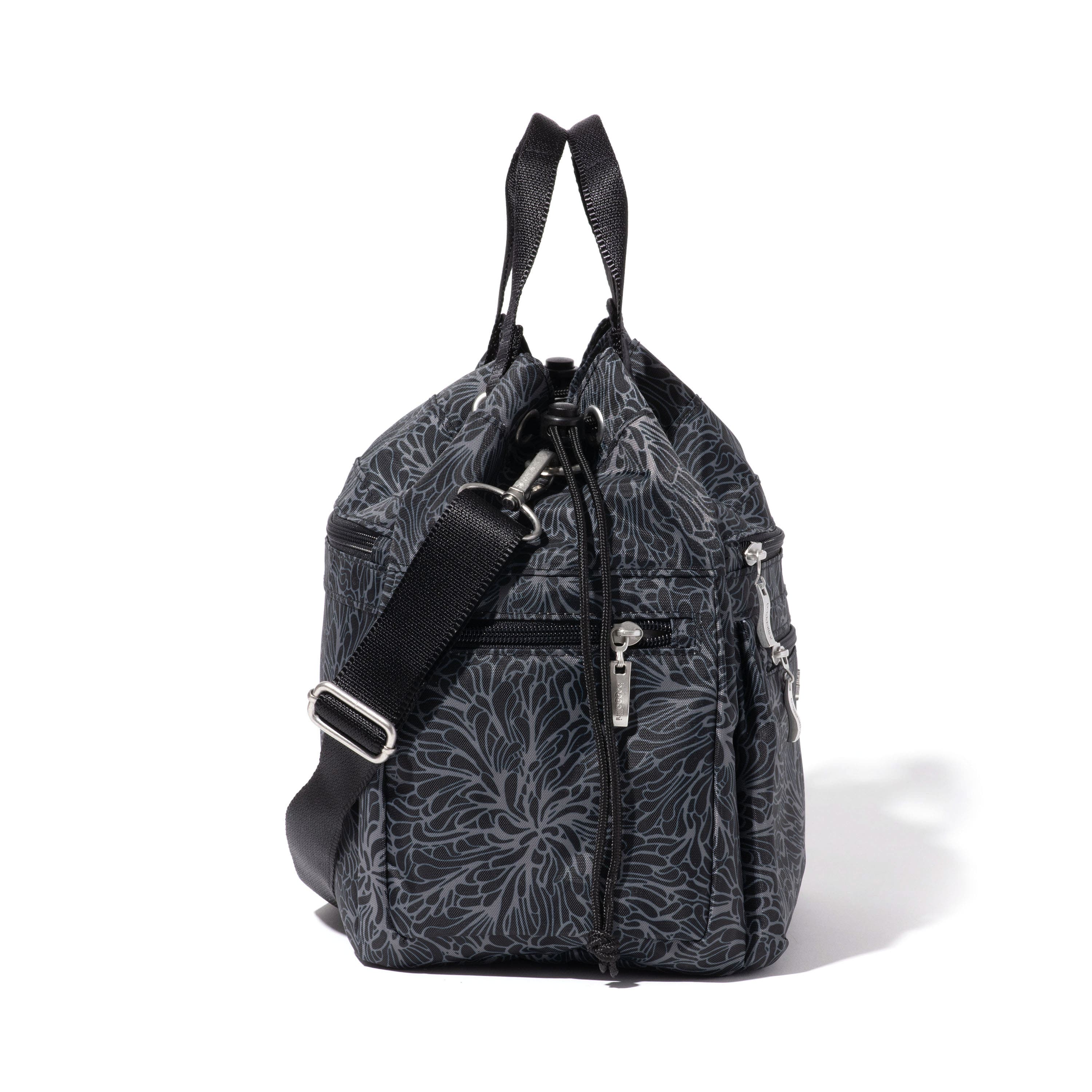 BAGGALLINI Modern Everywhere Drawstring Crossbody Bucket Bag, Alternate, color, Midnight Blossom Print