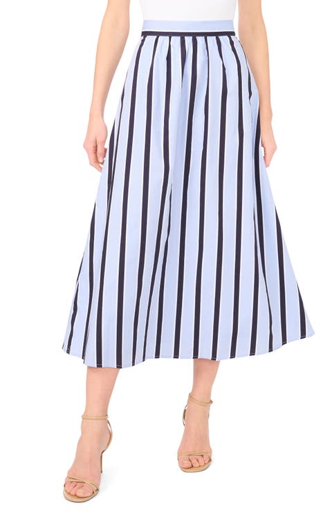Stripe Flare Midi Skirt